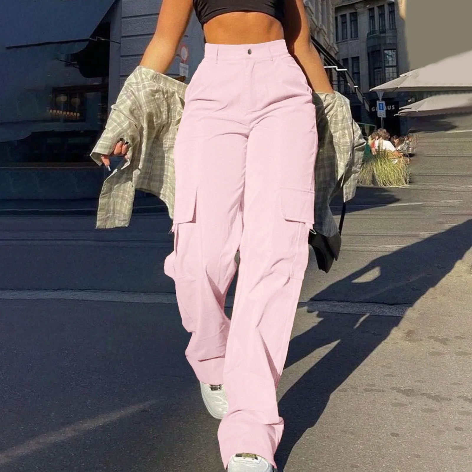 2024 Fashion Harajuku Cotton Linen Trousers Stretch Twill High...