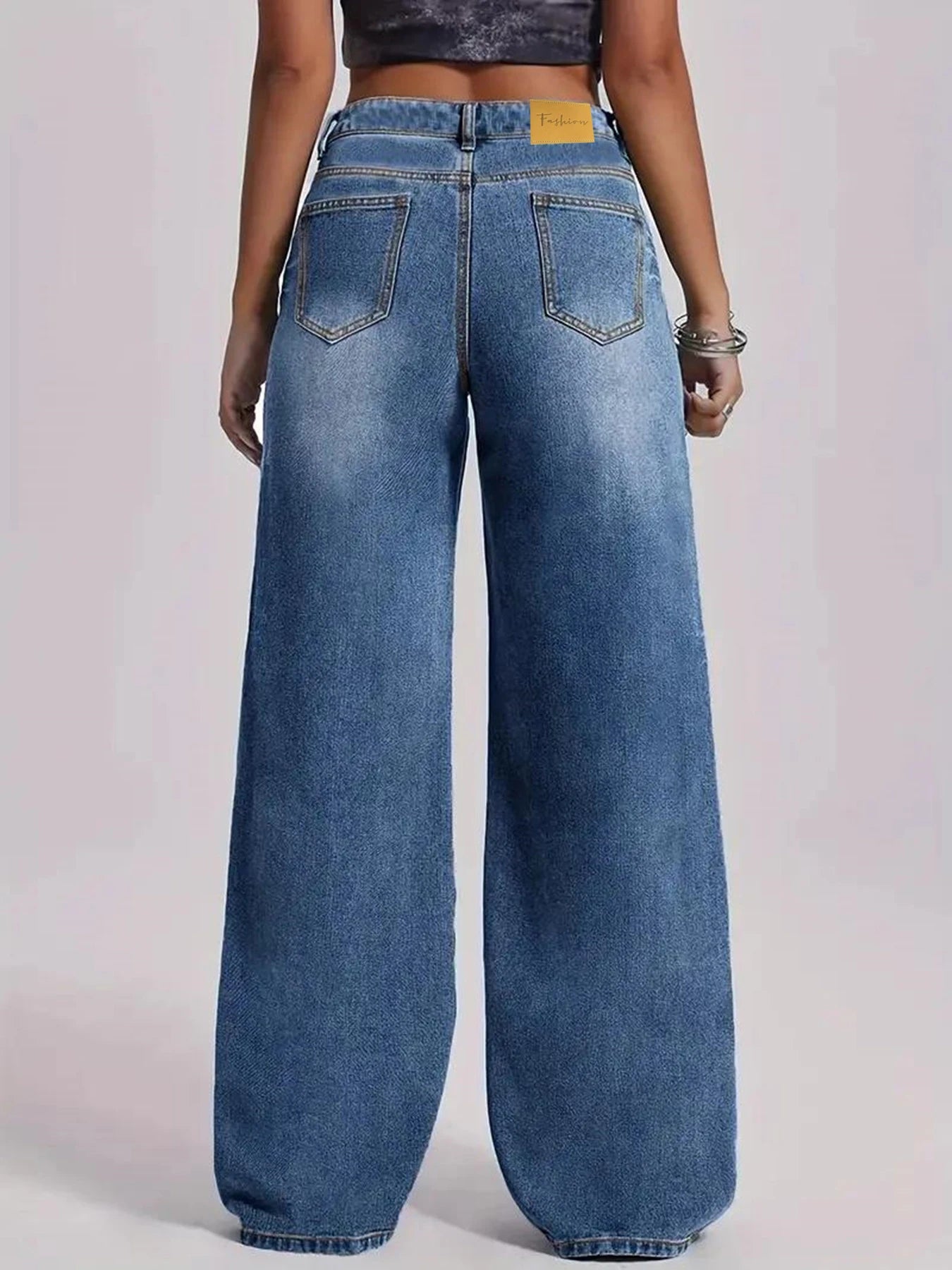 2026 New Vintage Loose Wide Leg Denim Jeans For Women Trendy Casual Versatile Retro Blue Floor-Length Pants